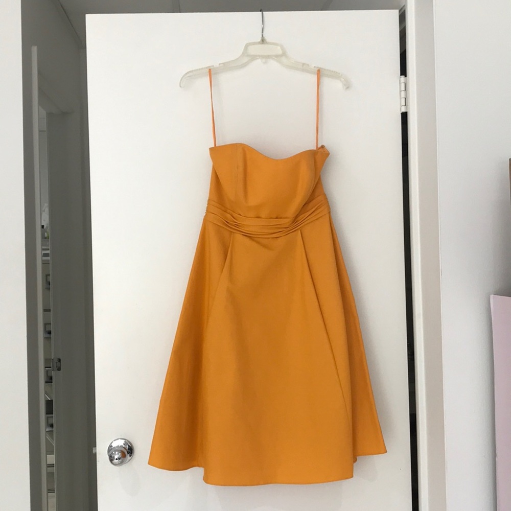 PRISCILLA of Boston pleated strapless dress